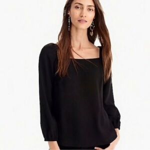 Witchy Top Size 2 Square Neck Black Long Sleeve Minimalist Modest Jcrew Goth